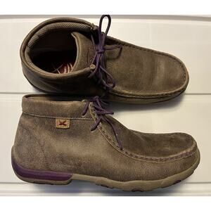 Twisted X Women's Chukka Driving Moc Boots Brown Purple Size 9M WDM0015